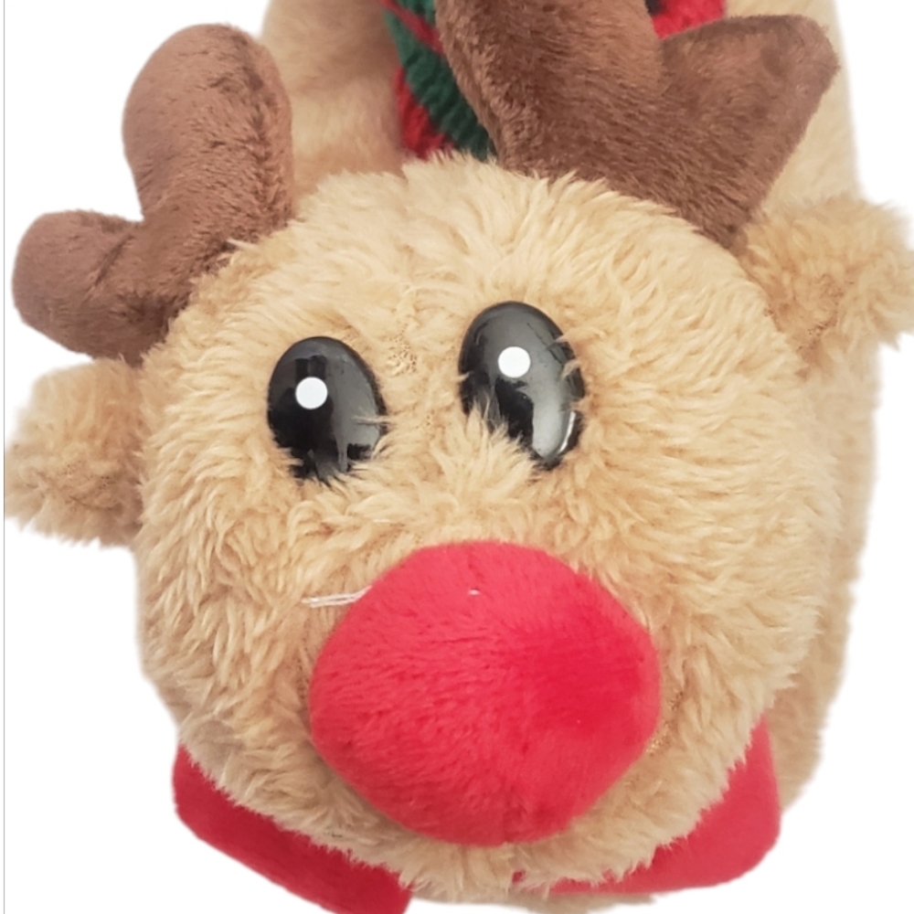 Plush Moose - Brown and Red - Kid Slippers